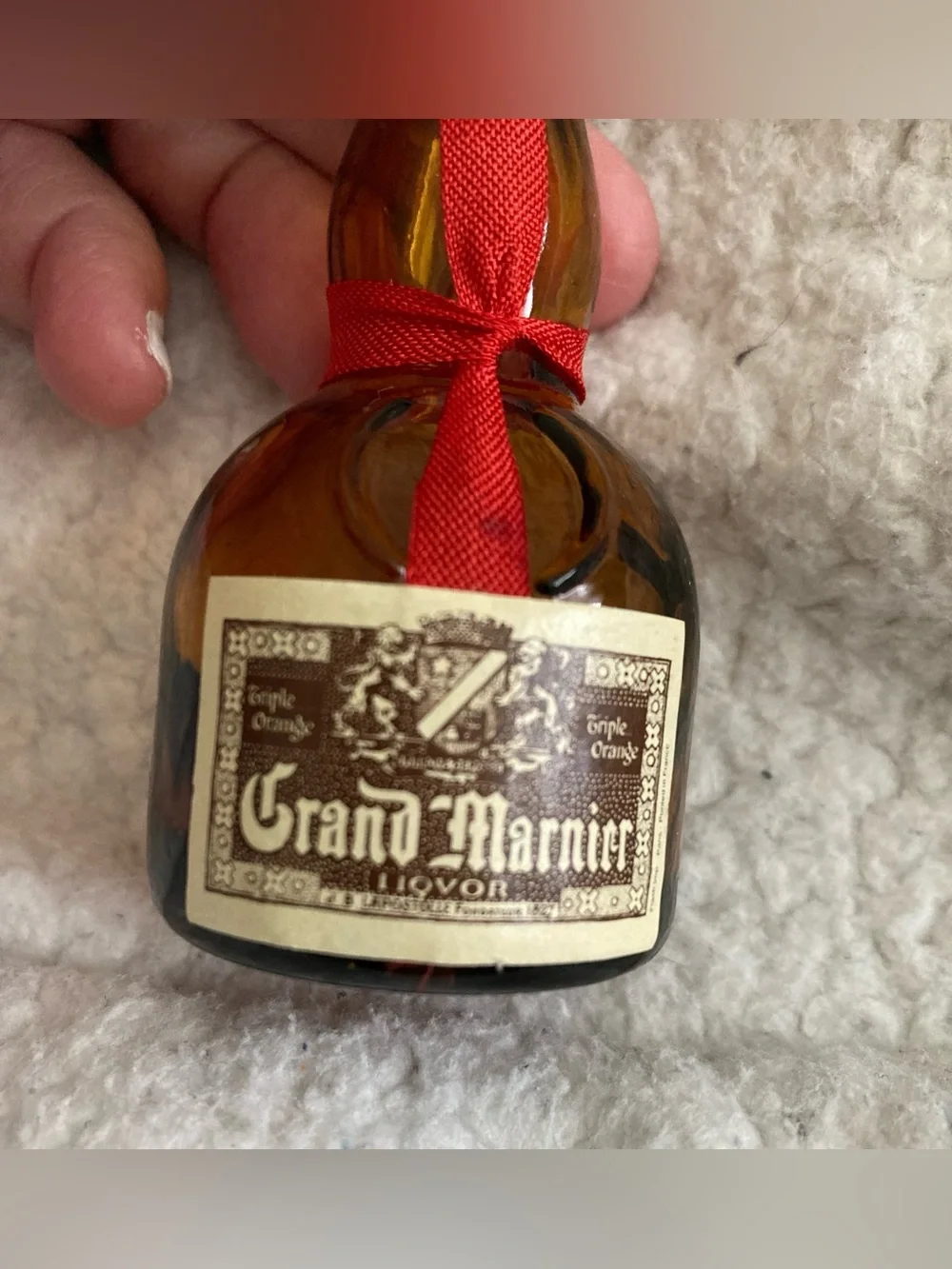 Grand Marnier Miniature Bottle - Amber with Red Ribbon